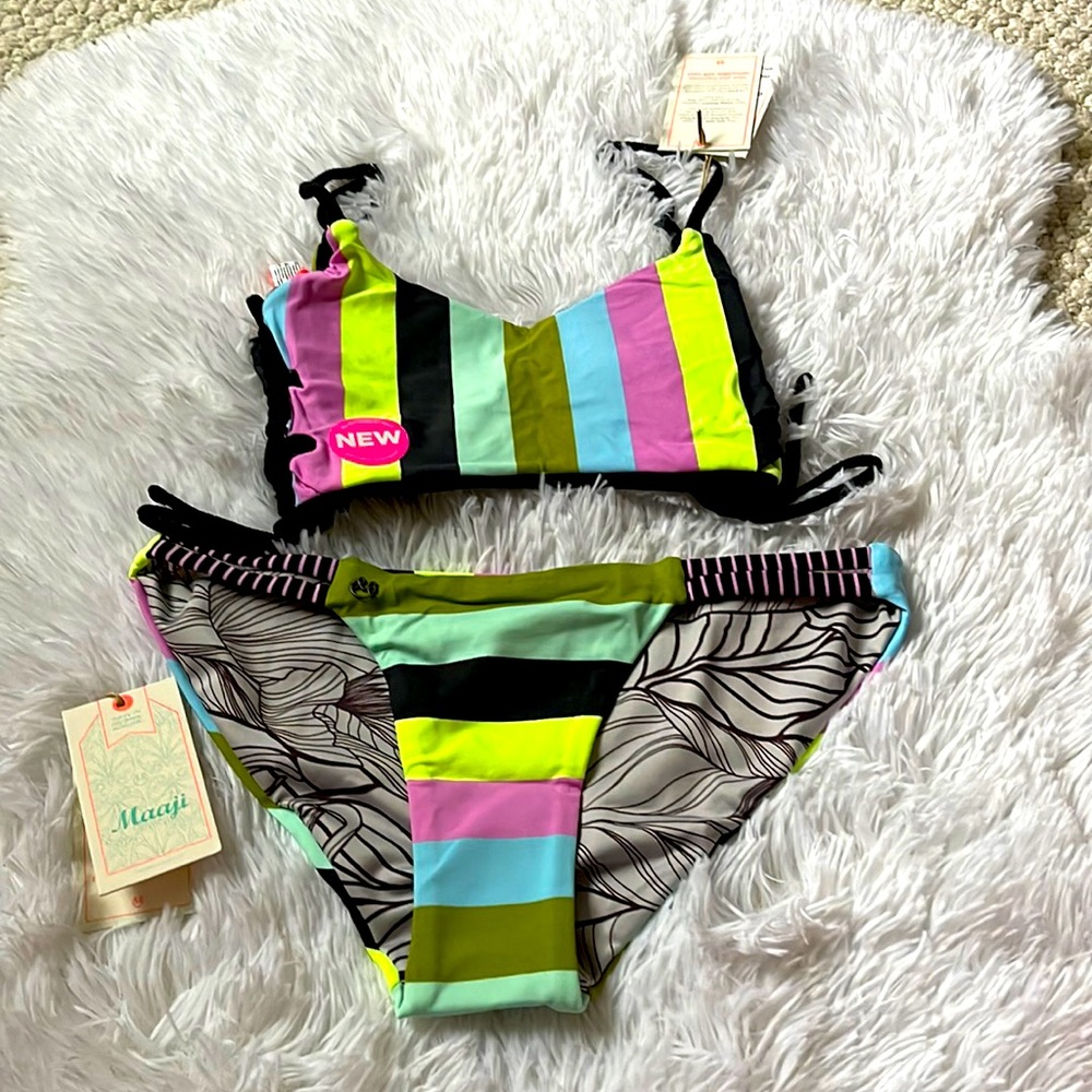 (2 piece set) Maaji Bikini Bralette and Split Side Bikini